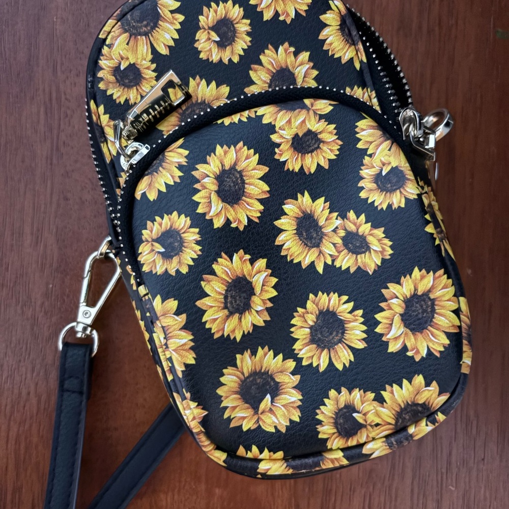 Sunflower Patterned Crossbody Bag